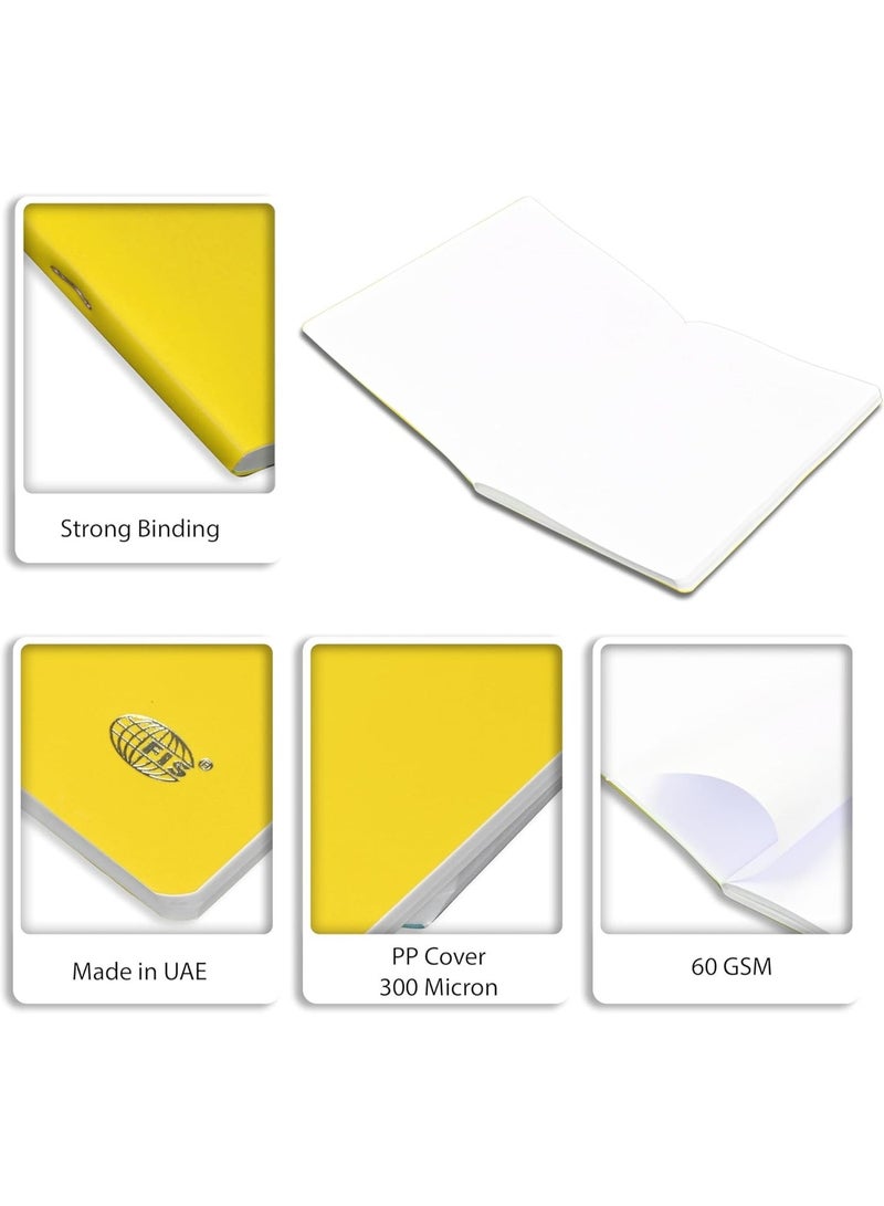 FIS Notebook, A5 Size(148x210mm), PP Soft Cover Materials, Stong Binding Wire, 80 Sheets, Plain No Ruling, Rounded Corners, Packet of 5 Pieces, Neon Yellow Cover Design-FSNBA5PLPPNYL - Image 3